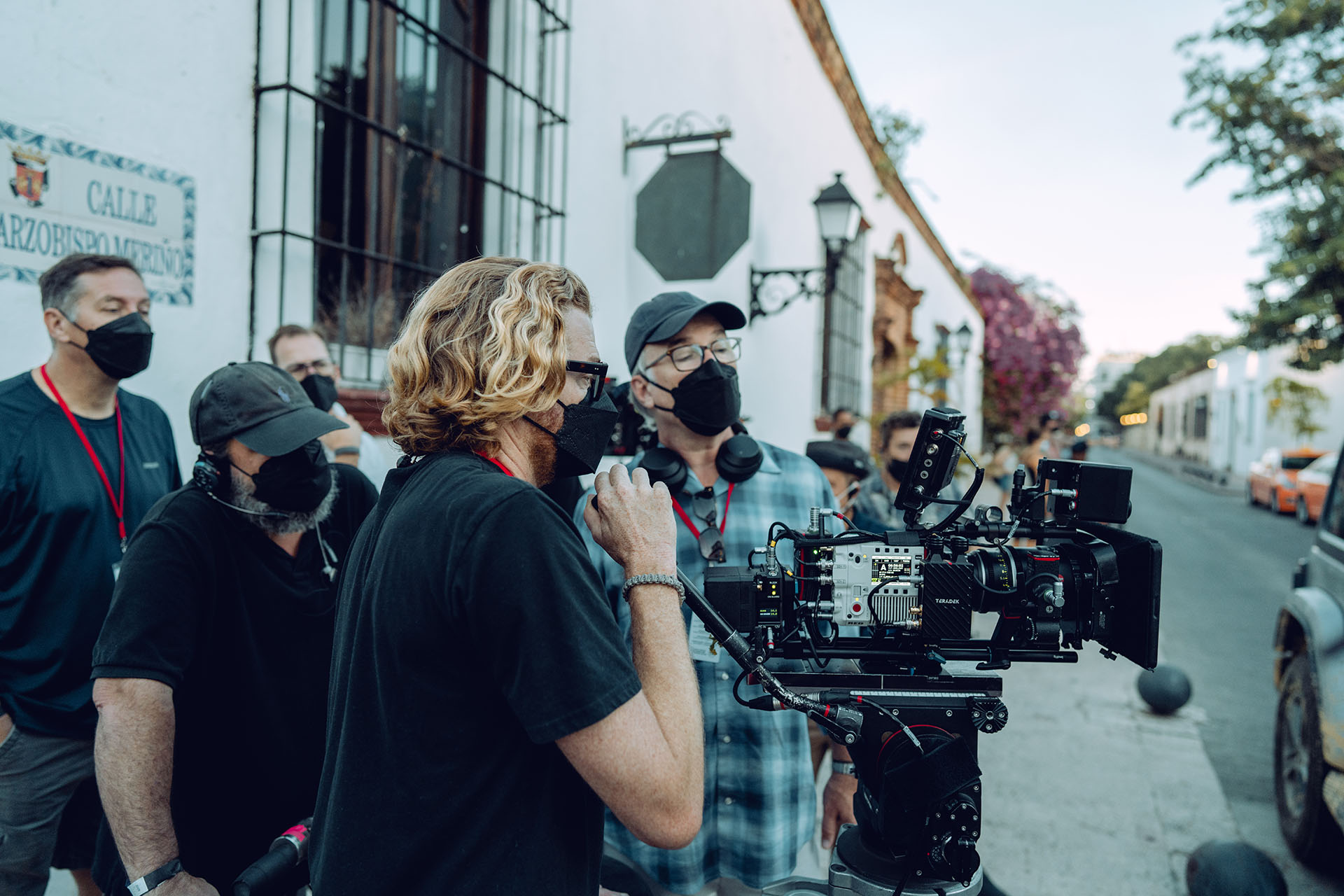 David Fincher and Erik Messerschmidt on set